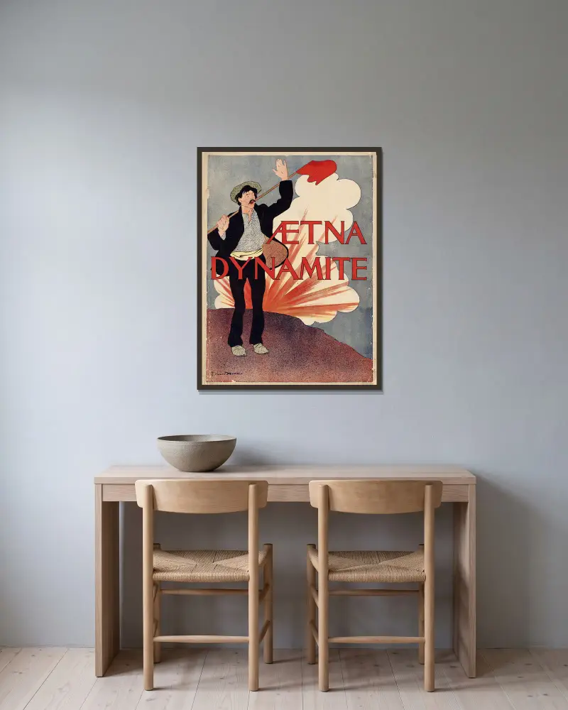 Aetna dynamite, Edward Penfield w ramie na ścianie