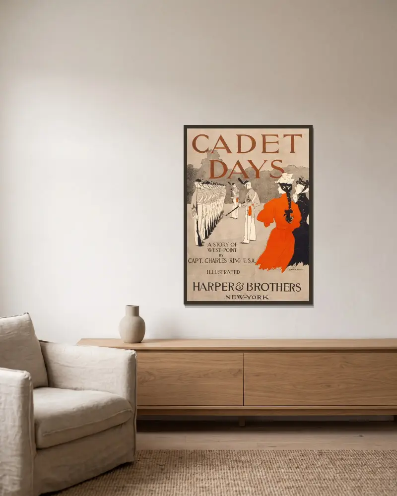 Cadet days, a story of West Point by Capt. Charles King av Edward Penfield inramad på en vägg