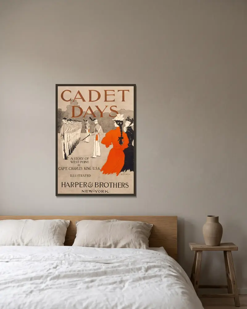 Cadet days, a story of West Point by Capt. Charles King av Edward Penfield inramad på en vägg