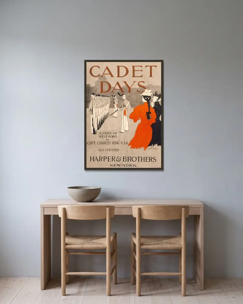 Cadet days, a story of West Point by Capt. Charles King av Edward Penfield inramad på en vägg