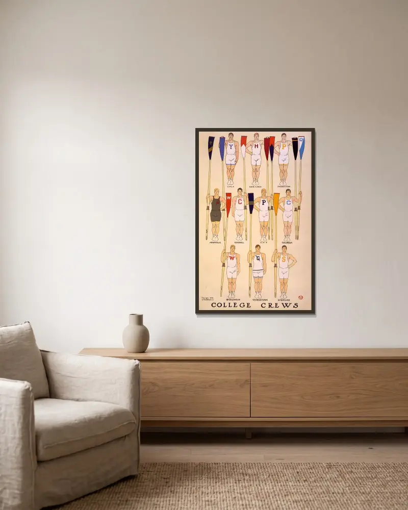 College-Mannschaften von Edward Penfield gerahmt an einer Wand