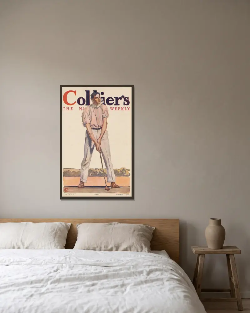Collier’s. „Fore!“ von Edward Penfield gerahmt an einer Wand