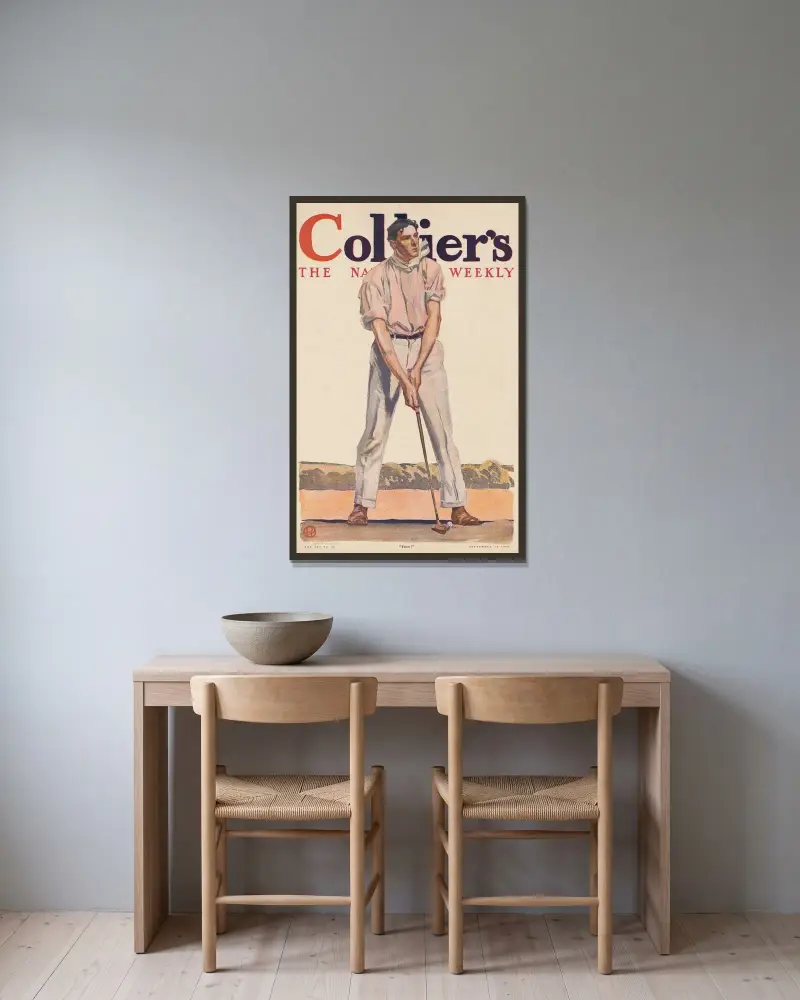 Collier’s. „Fore!“ von Edward Penfield gerahmt an einer Wand
