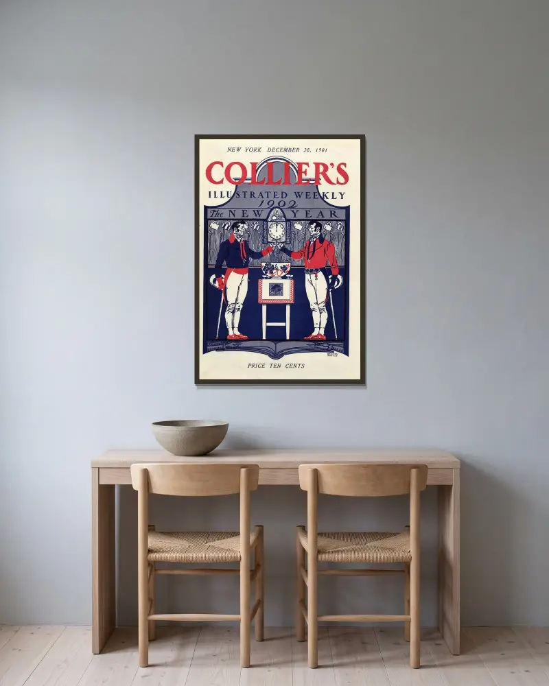 Collier’s Illustrated Weekly 1902 The New Year New York December 28, 1901 av Edward Penfield inramad på en vägg