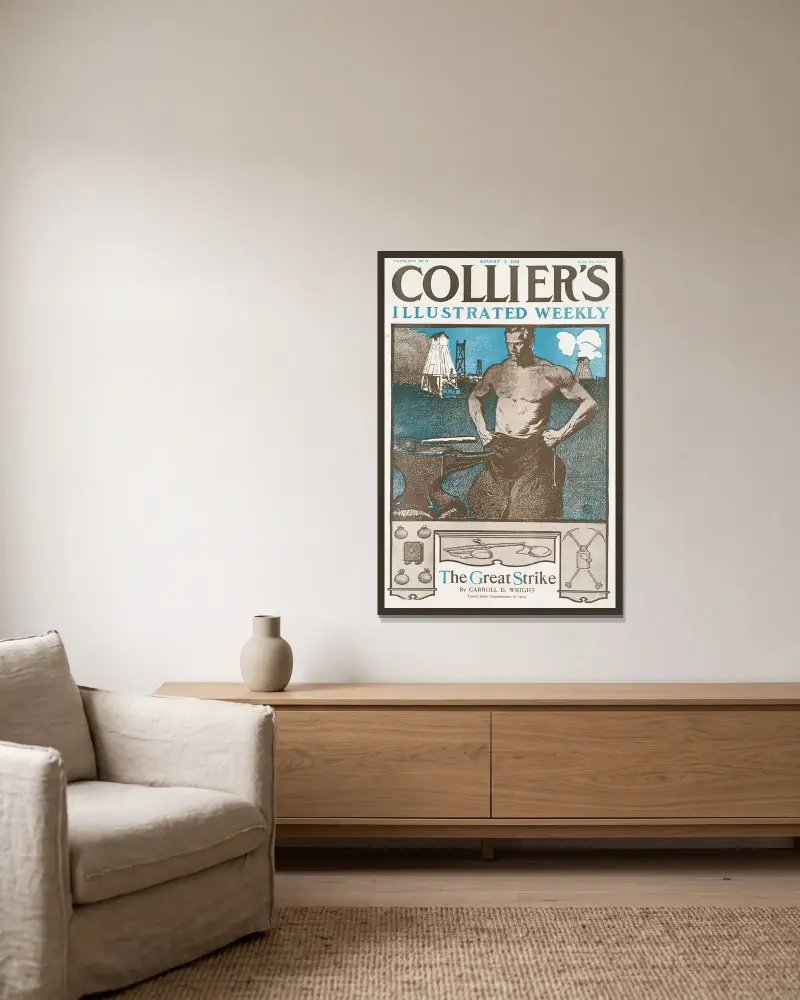 Collier’s Illustrated Weekly, The Great Strike By Carrol D. Wright av Edward Penfield inramad på en vägg