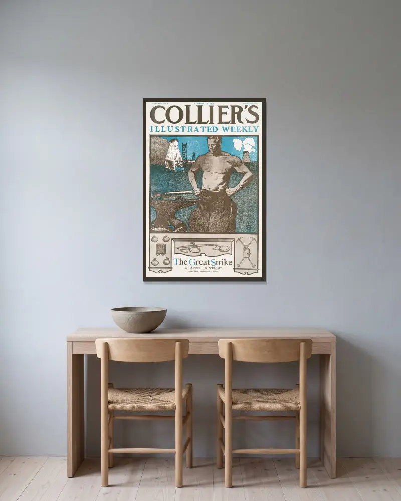 Collier’s Illustrated Weekly, The Great Strike By Carrol D. Wright av Edward Penfield inramad på en vägg