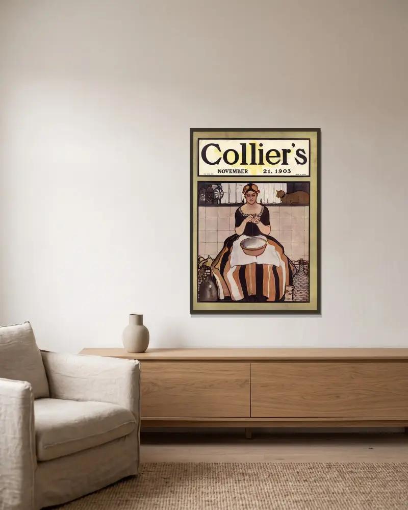 Collier’s November 21, 1903 av Edward Penfield inramad på en vägg