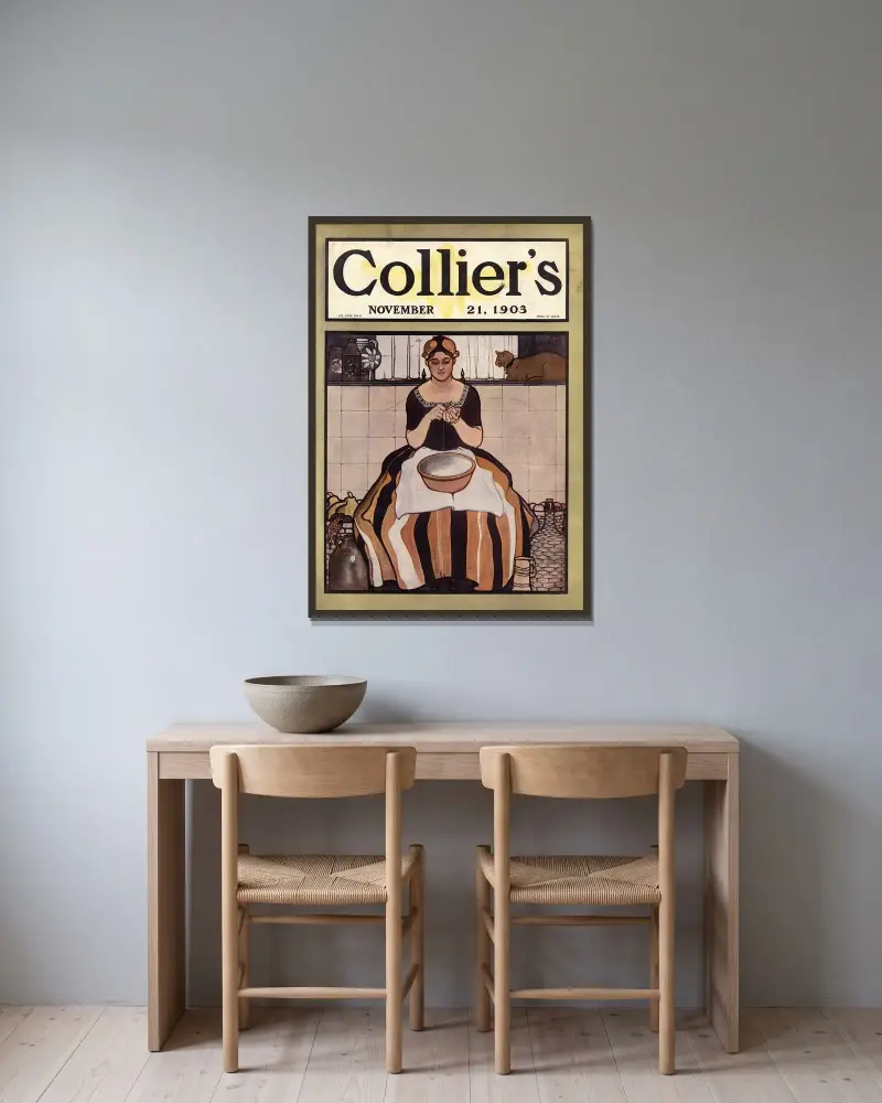 Collier’s November 21, 1903 av Edward Penfield inramad på en vägg
