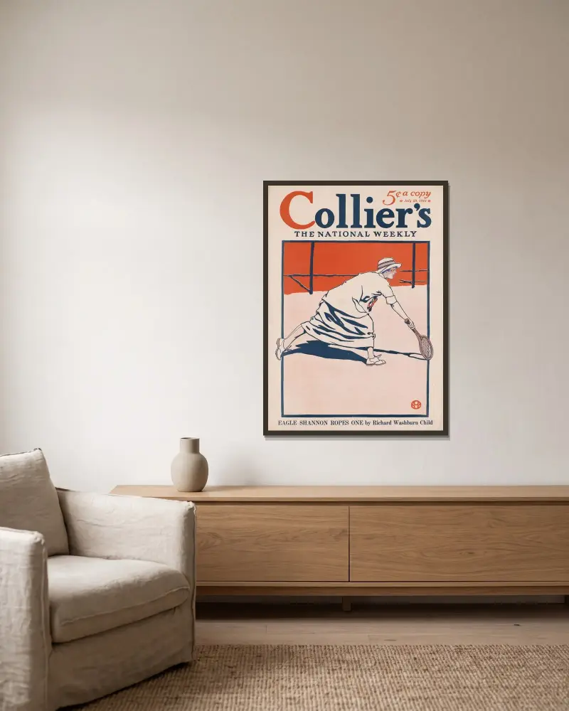 Collier’s, the national weekly, Eagle Shannon ropes one by Richard Washburn Child av Edward Penfield inramad på en vägg