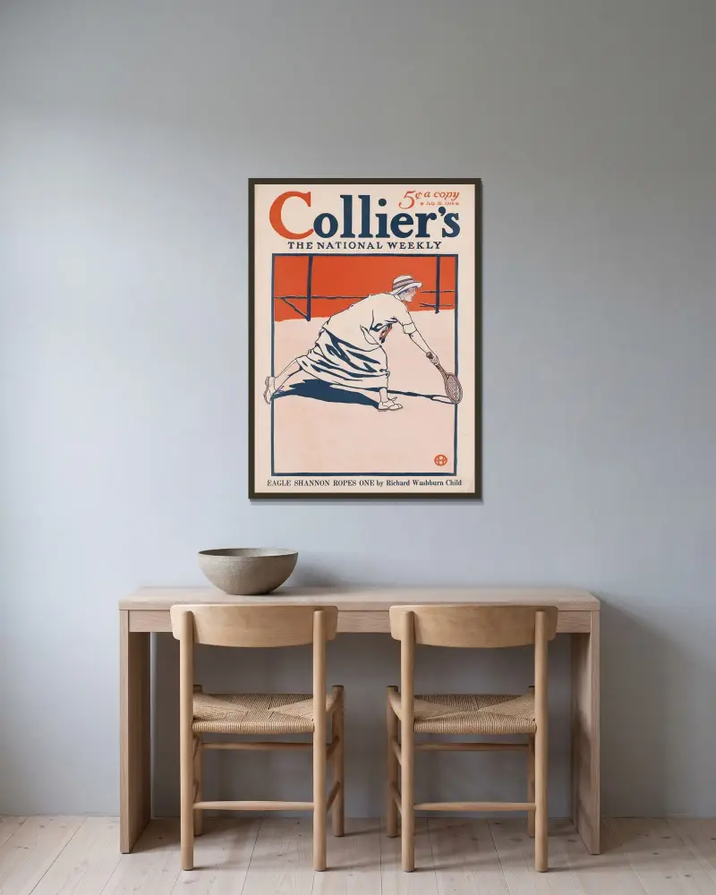 Collier’s, the national weekly, Eagle Shannon ropes one by Richard Washburn Child av Edward Penfield inramad på en vägg