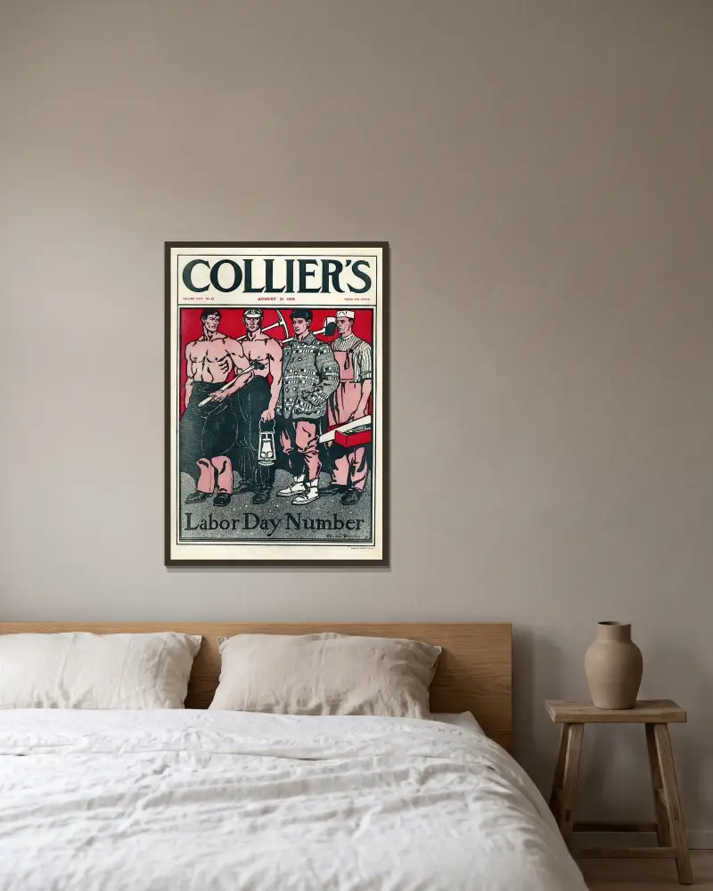 Collier’s Vol XXVII no 22 August 31 1901 av Edward Penfield inramad på en vägg