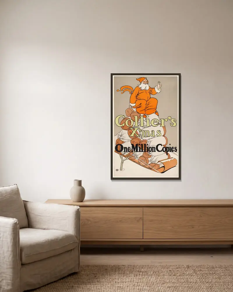 Collier’s X’mas, one million copies av Edward Penfield inramad på en vägg