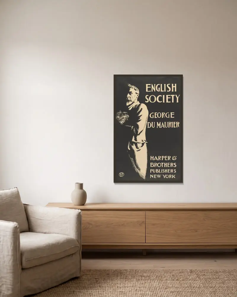 English Society av Edward Penfield inramad på en vägg
