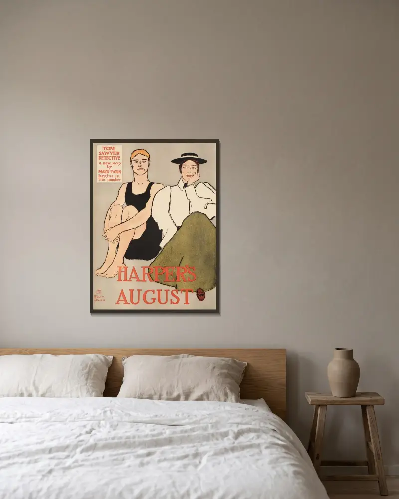 Harper’s August, 1896 von Edward Penfield gerahmt an einer Wand