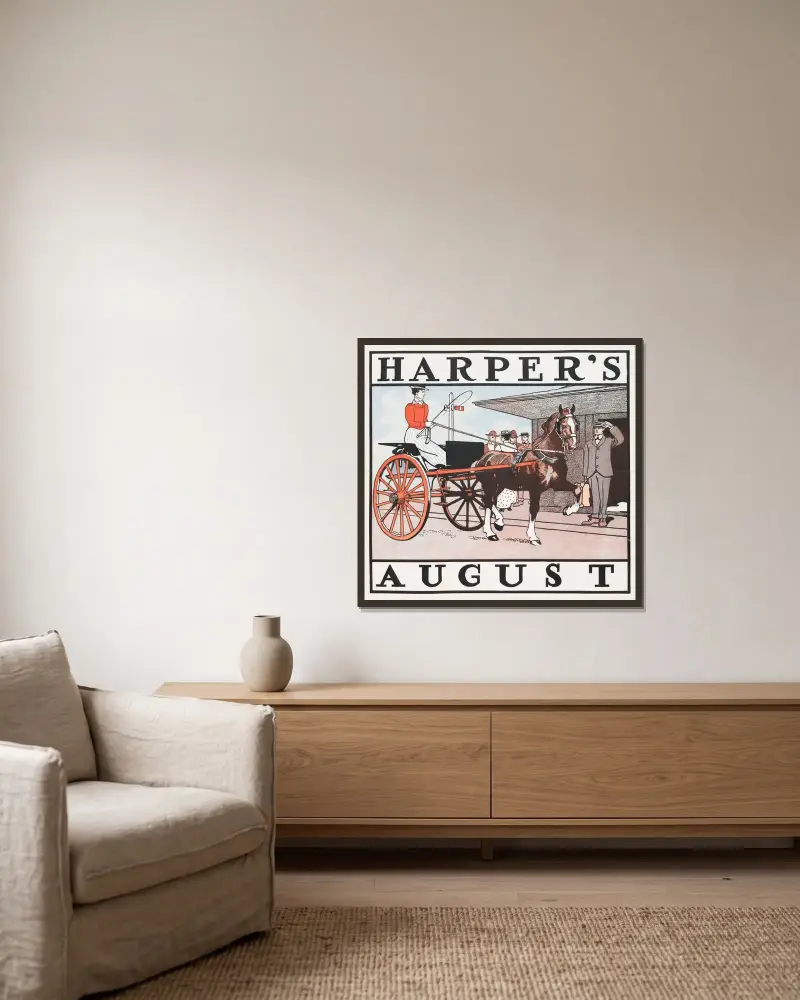 Harper's August, 1890 von Edward Penfield gerahmt an einer Wand