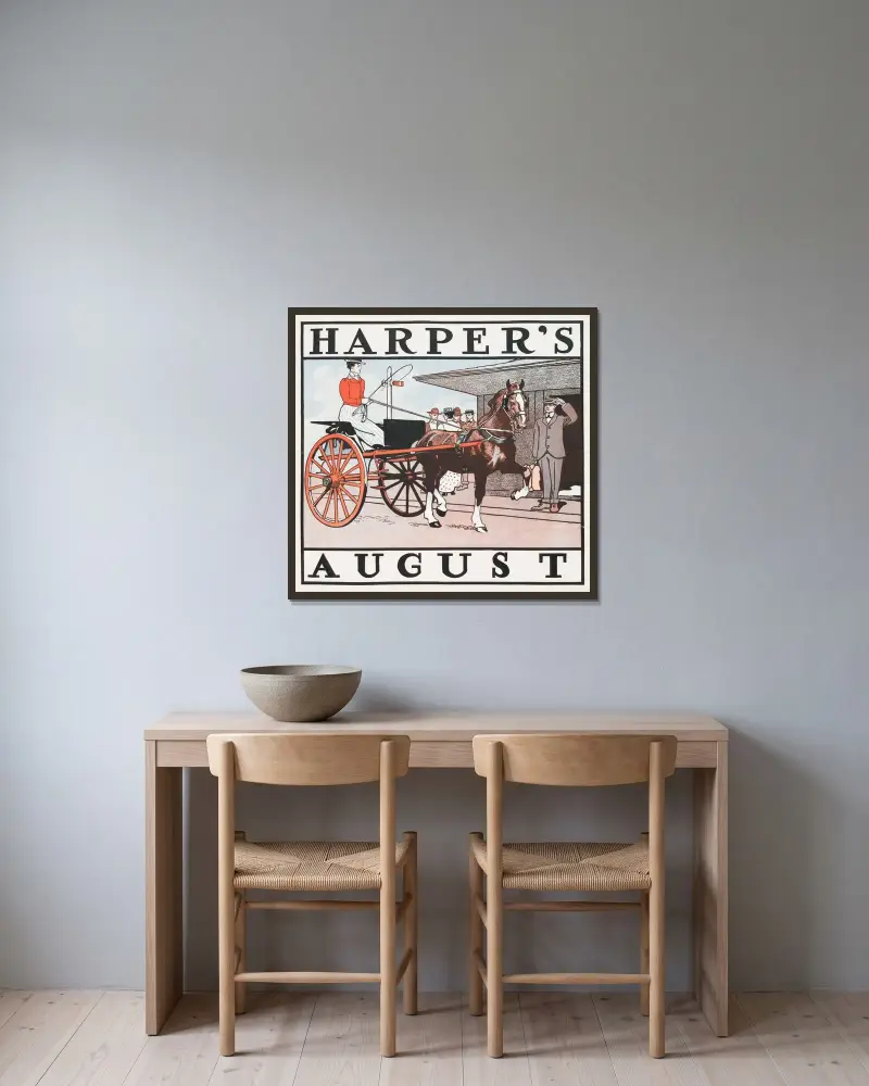 Harper's August, 1890 von Edward Penfield gerahmt an einer Wand
