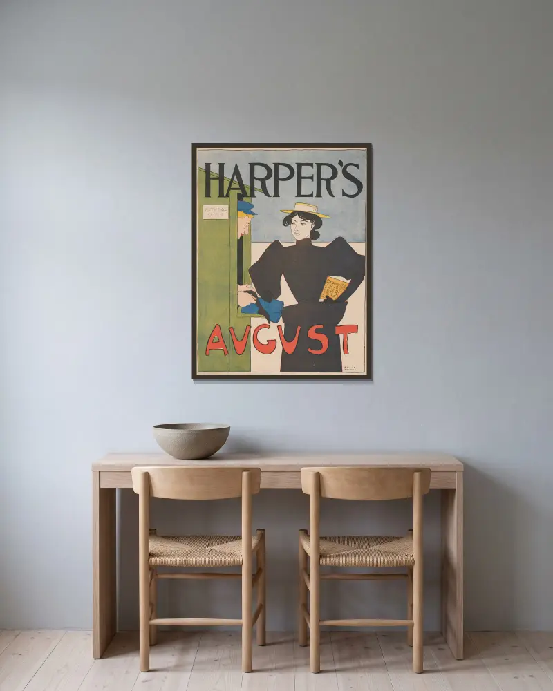 Harper's August, 1894, Edward Penfield w ramie na ścianie