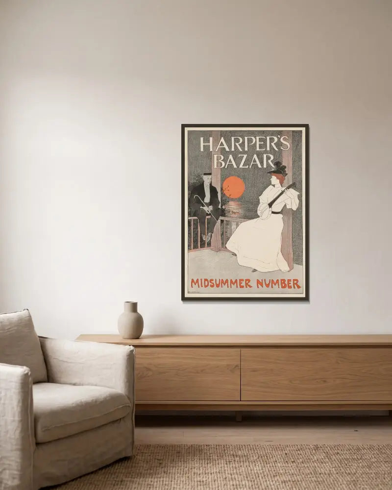 Harper’s bazar midsummer number av Edward Penfield inramad på en vägg