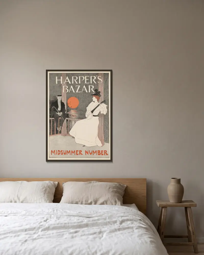 Harper’s bazar midsummer number av Edward Penfield inramad på en vägg