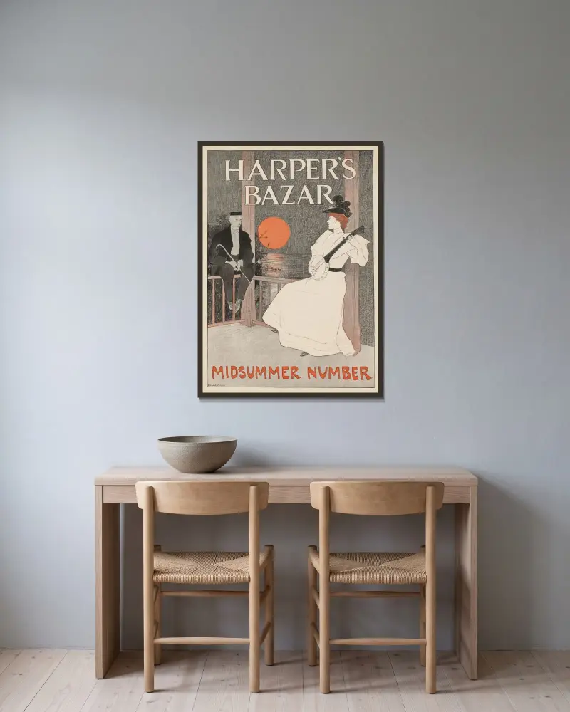 Harper’s bazar midsummer number av Edward Penfield inramad på en vägg