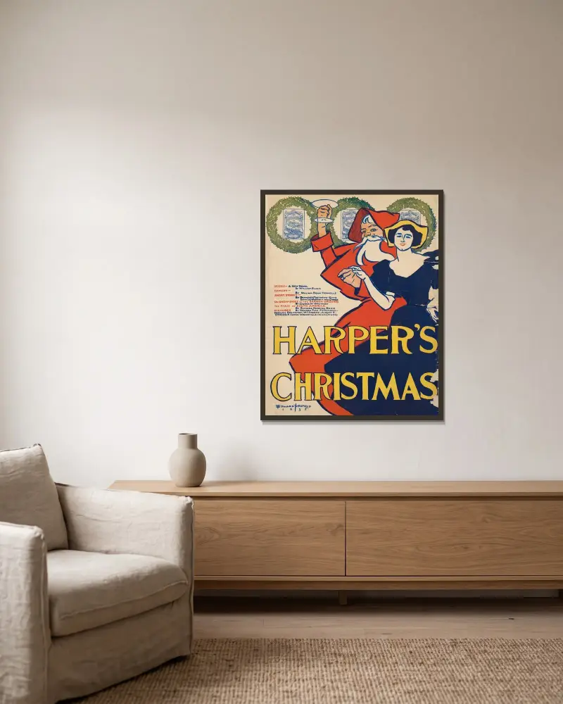 Harper’s Christmas av Edward Penfield inramad på en vägg