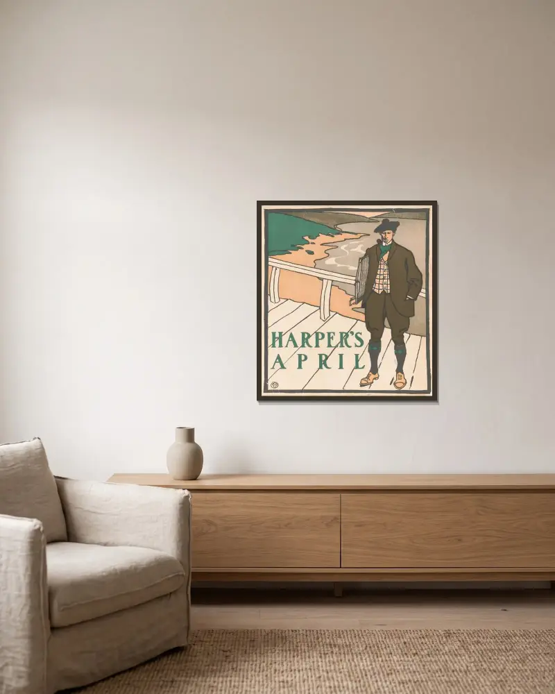 Harper’s [for] April av Edward Penfield inramad på en vägg