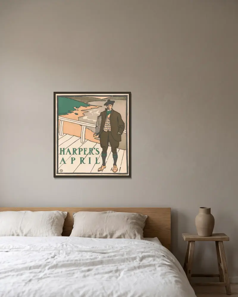 Harper’s [for] April av Edward Penfield inramad på en vägg