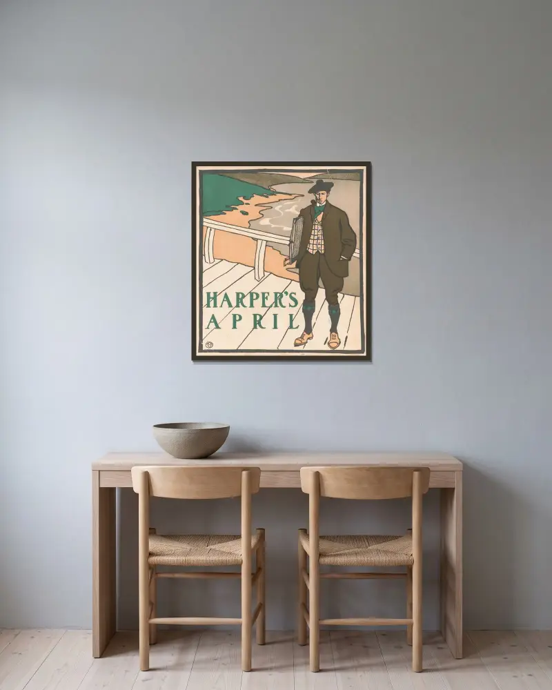 Harper’s [for] April av Edward Penfield inramad på en vägg