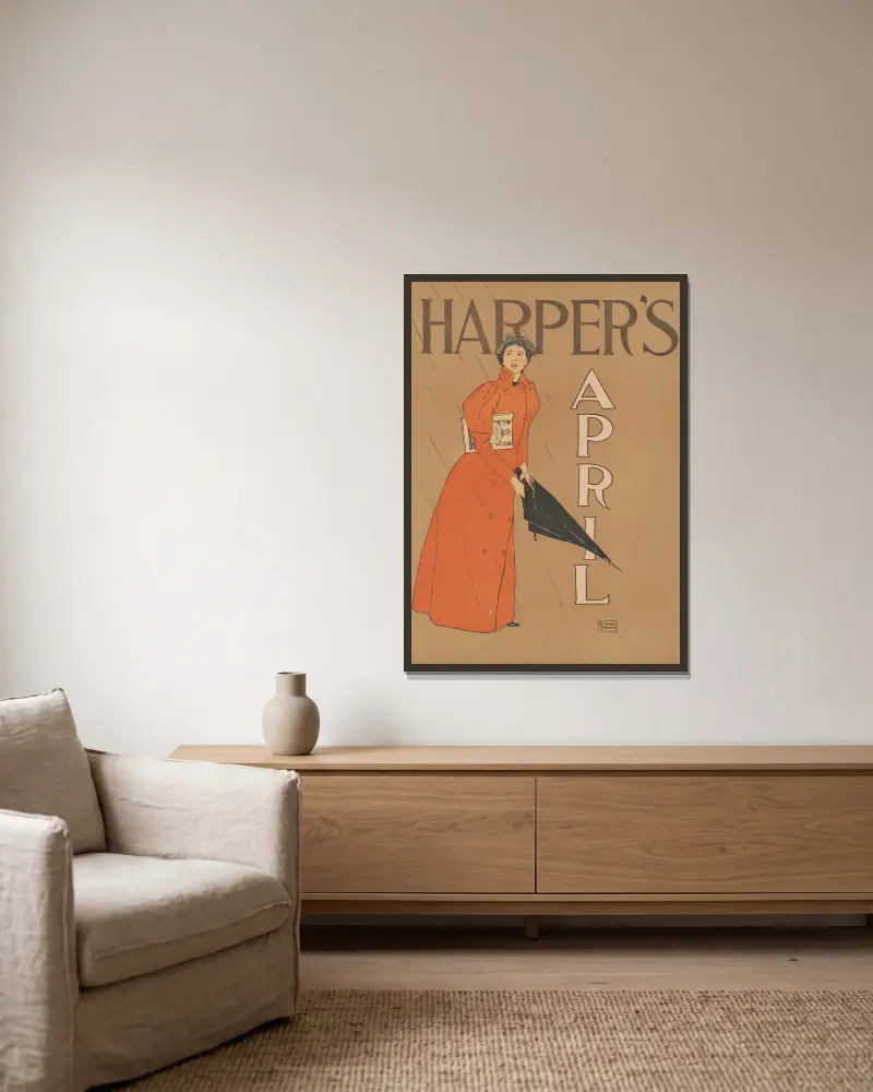 Harper’s [for] April, 1894 av Edward Penfield inramad på en vägg