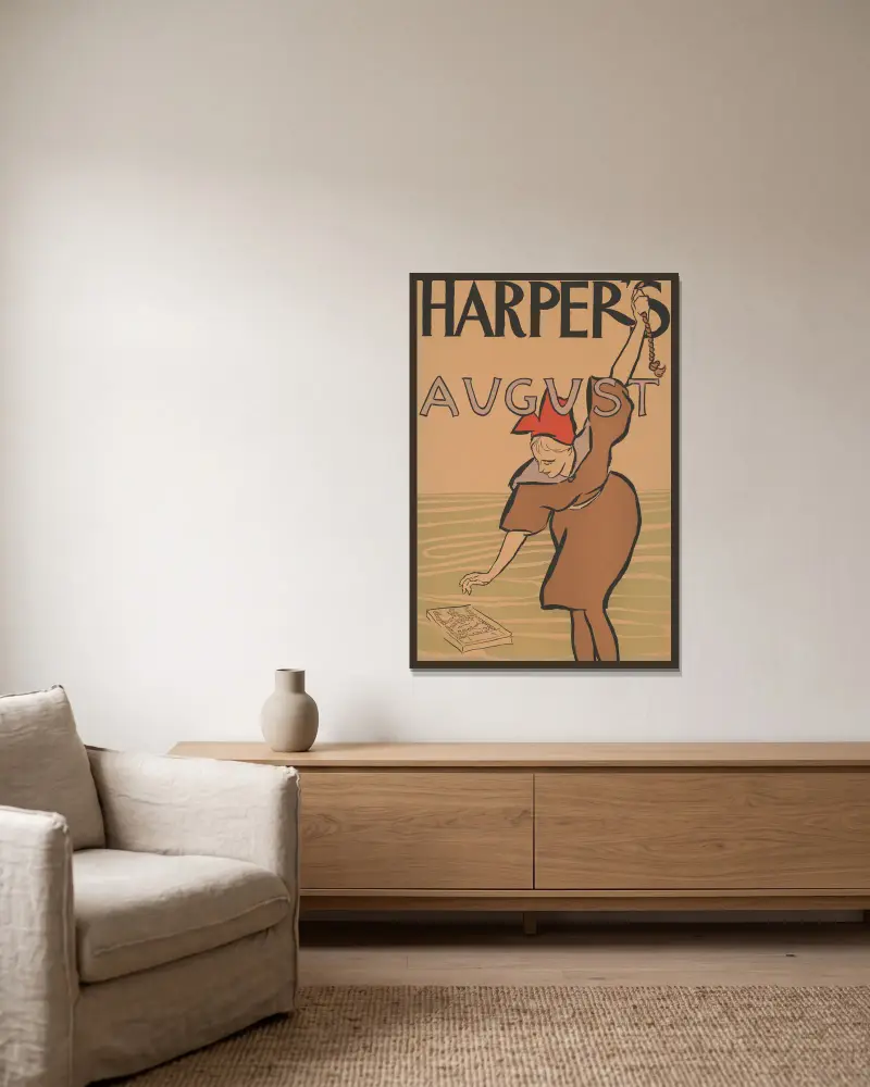 Harper’s [für] August von Edward Penfield gerahmt an einer Wand