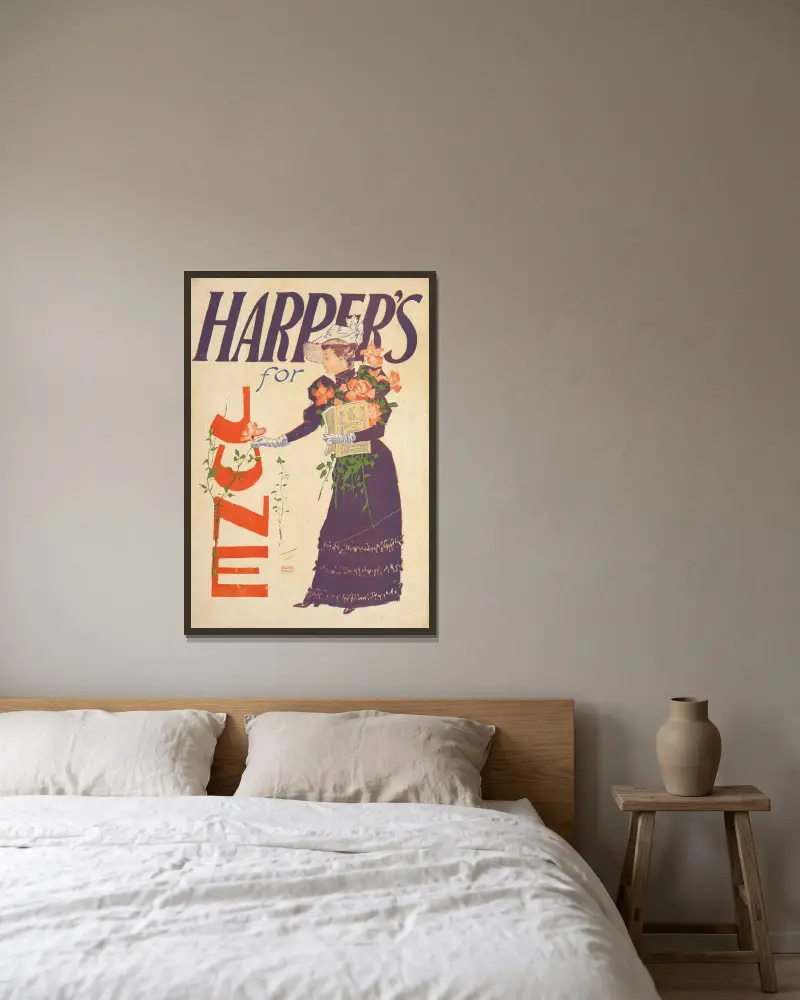 Harper’s för juni av Edward Penfield inramad på en vägg