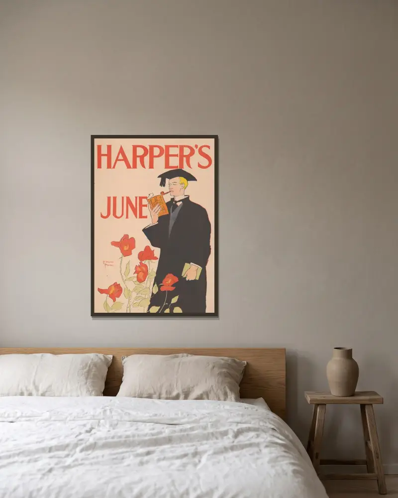 Harper's juni av Edward Penfield inramad på en vägg
