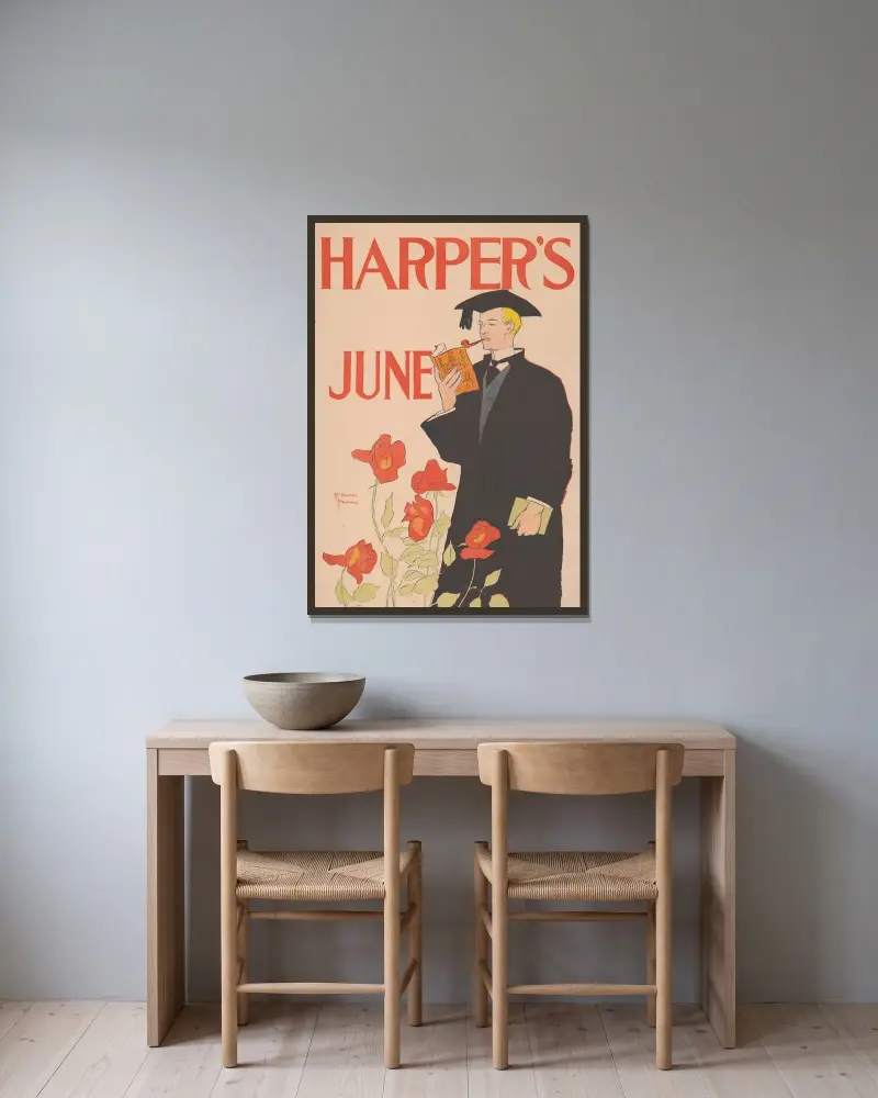 Harper's juni av Edward Penfield inramad på en vägg