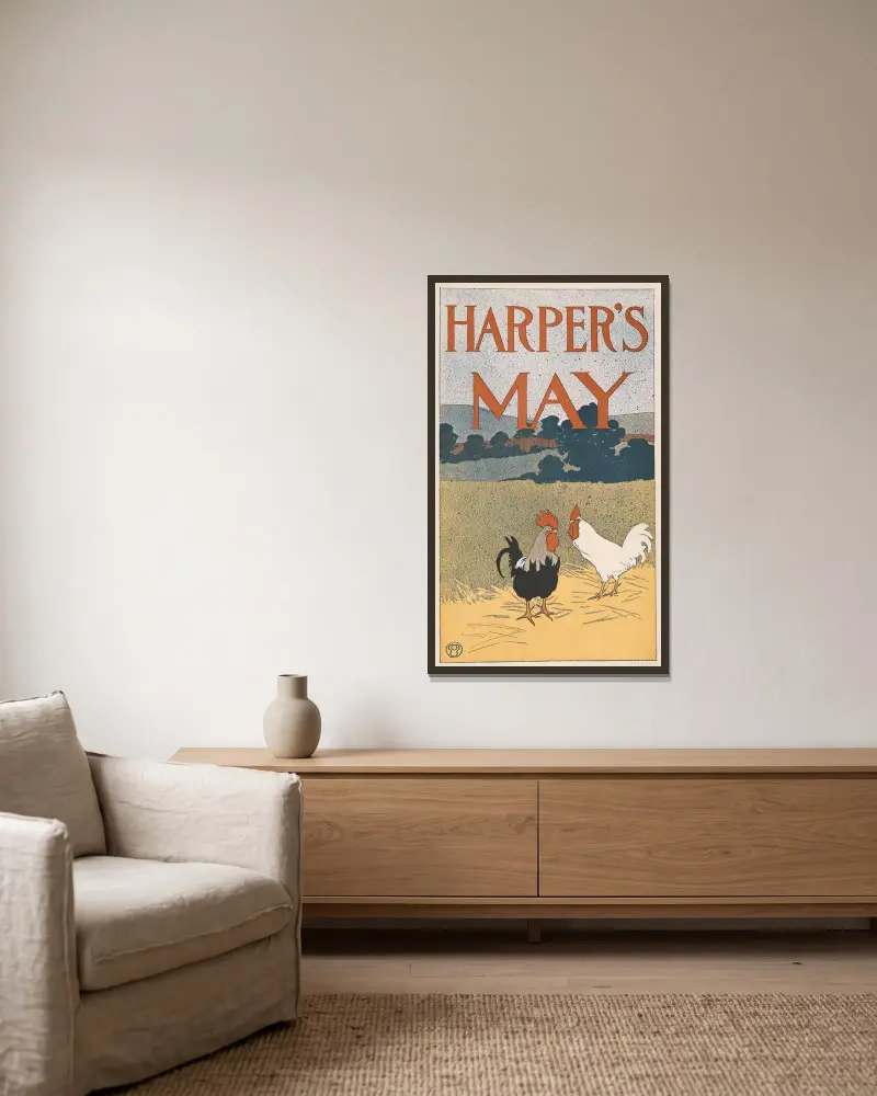 Harper’s May av Edward Penfield inramad på en vägg