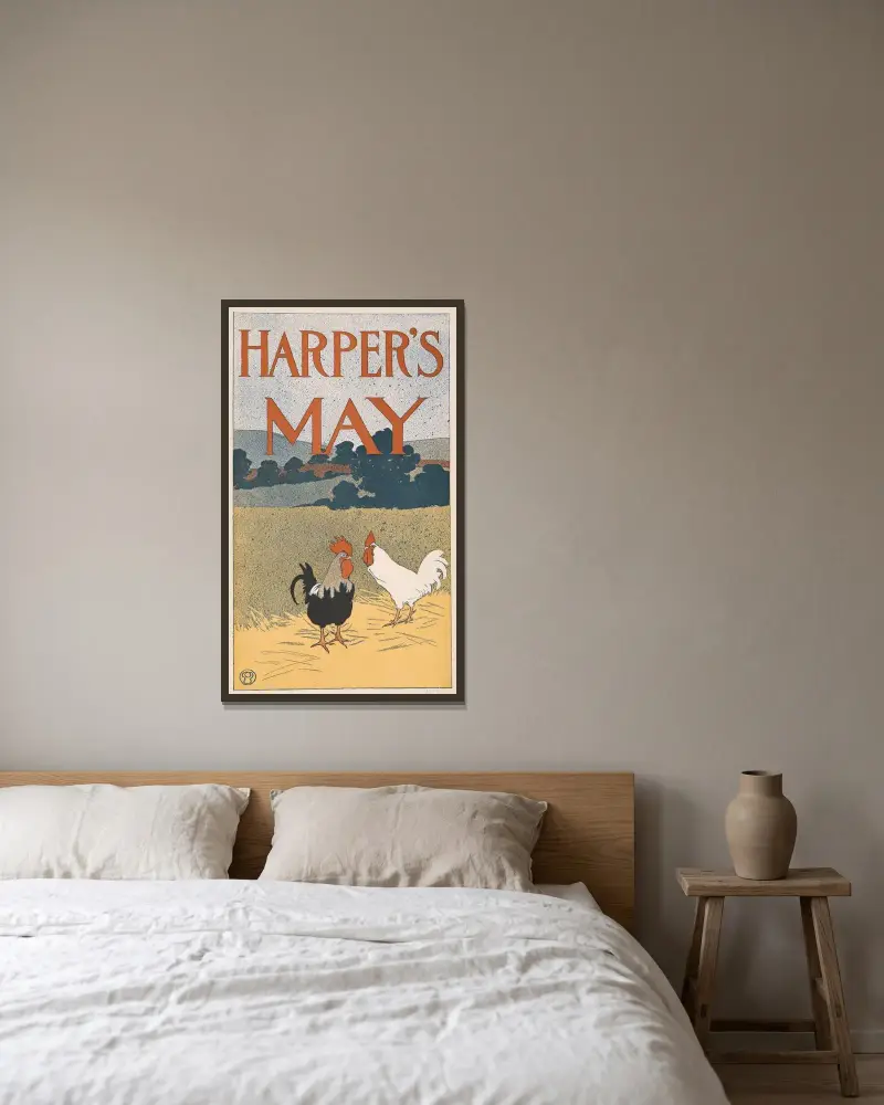 Harper’s May av Edward Penfield inramad på en vägg