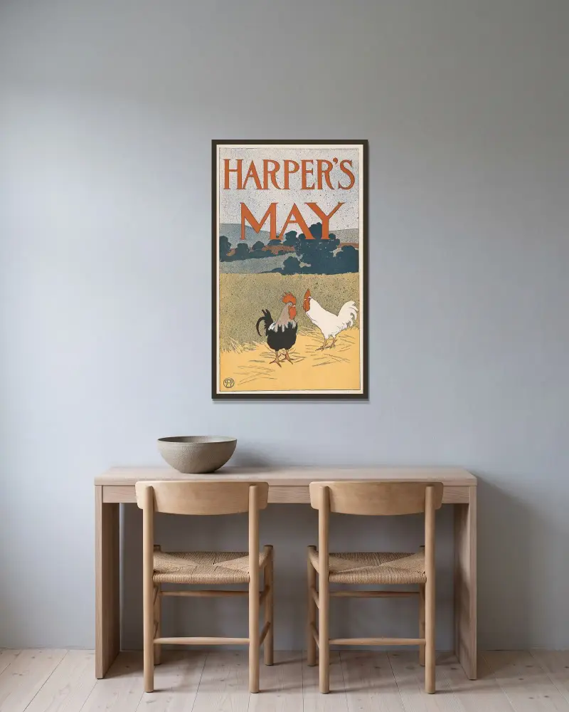 Harper’s May av Edward Penfield inramad på en vägg