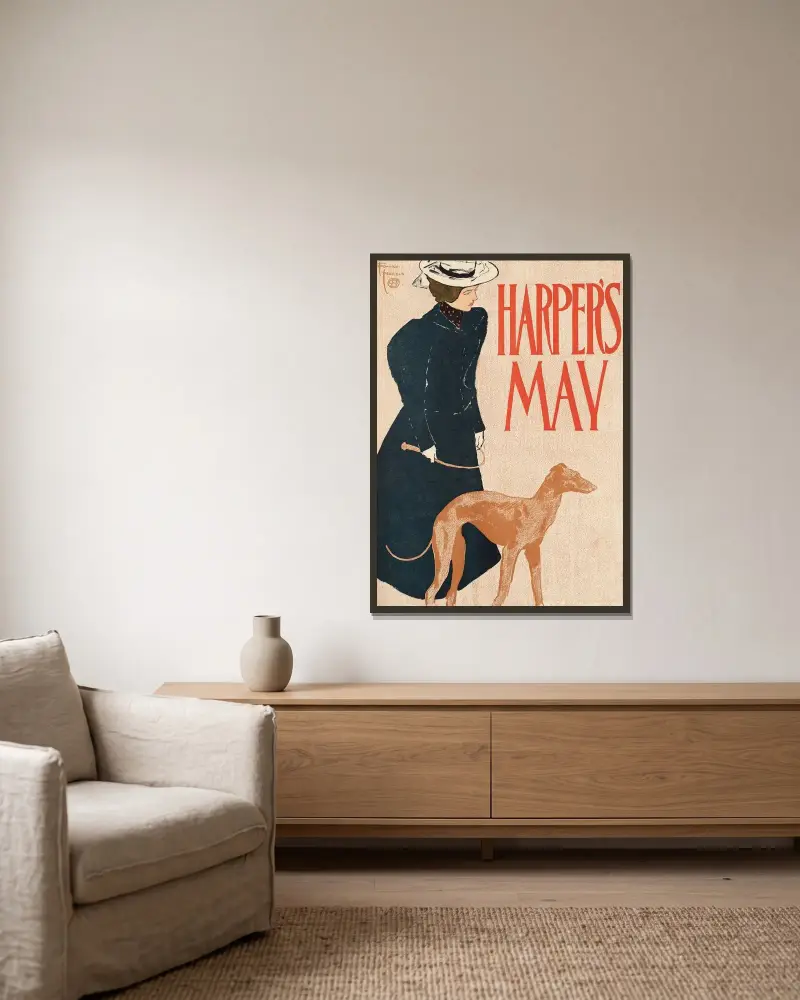 Harper’s May av Edward Penfield inramad på en vägg