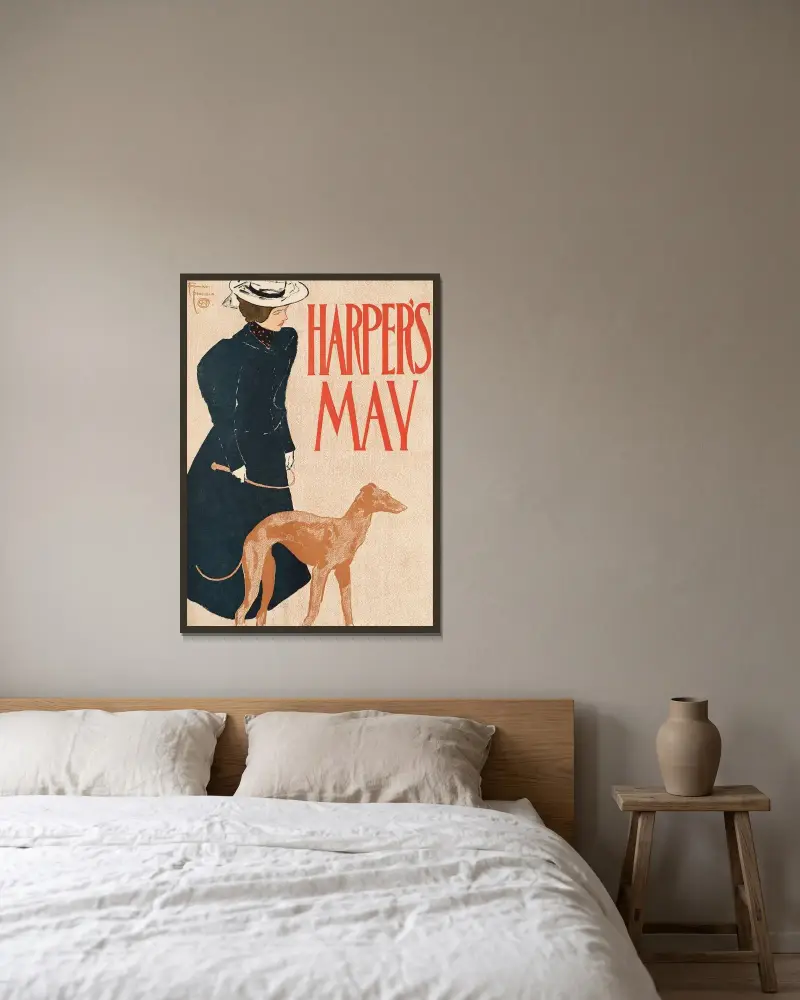 Harper’s May av Edward Penfield inramad på en vägg