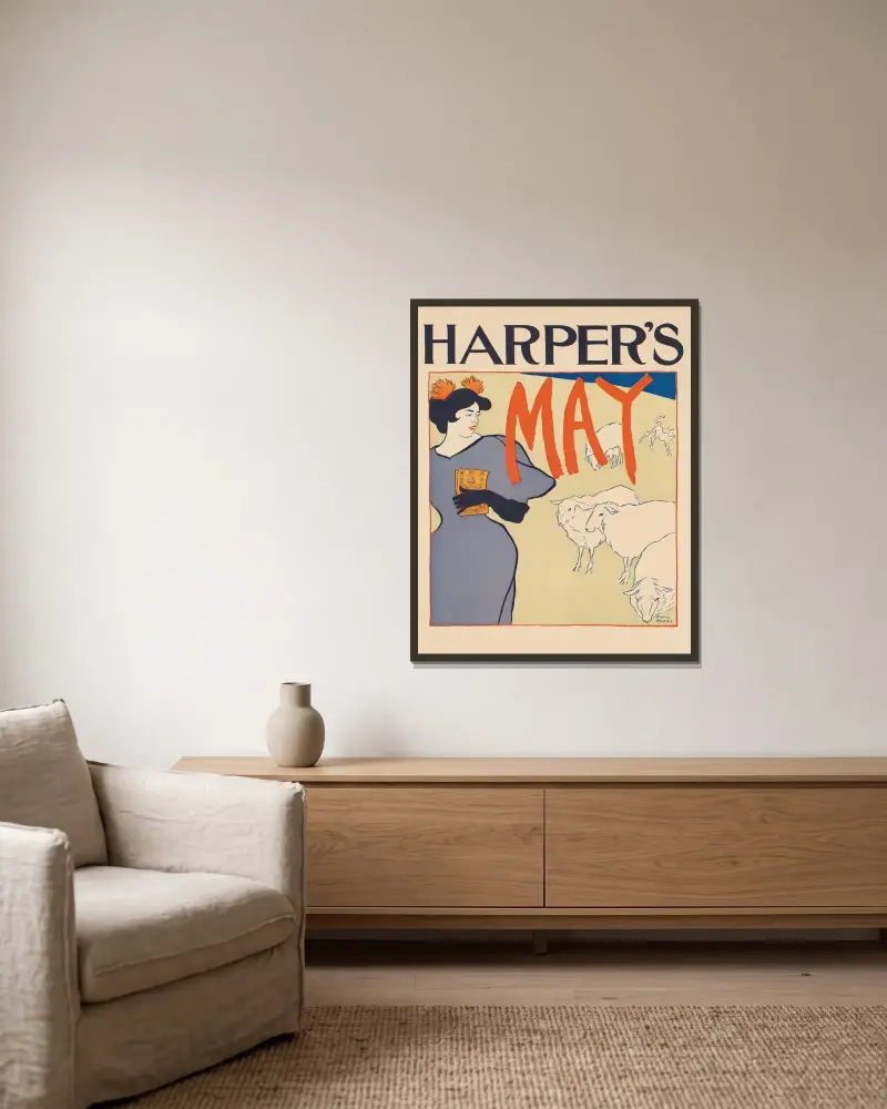 Harper’s May av Edward Penfield inramad på en vägg