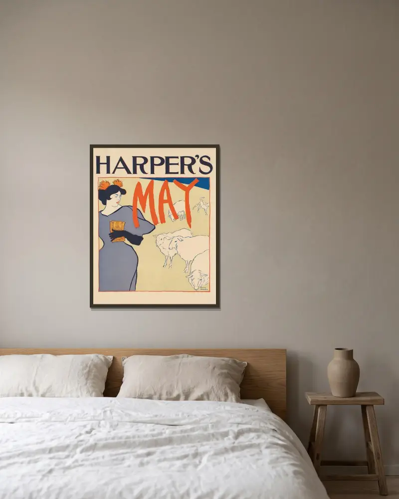 Harper’s May av Edward Penfield inramad på en vägg