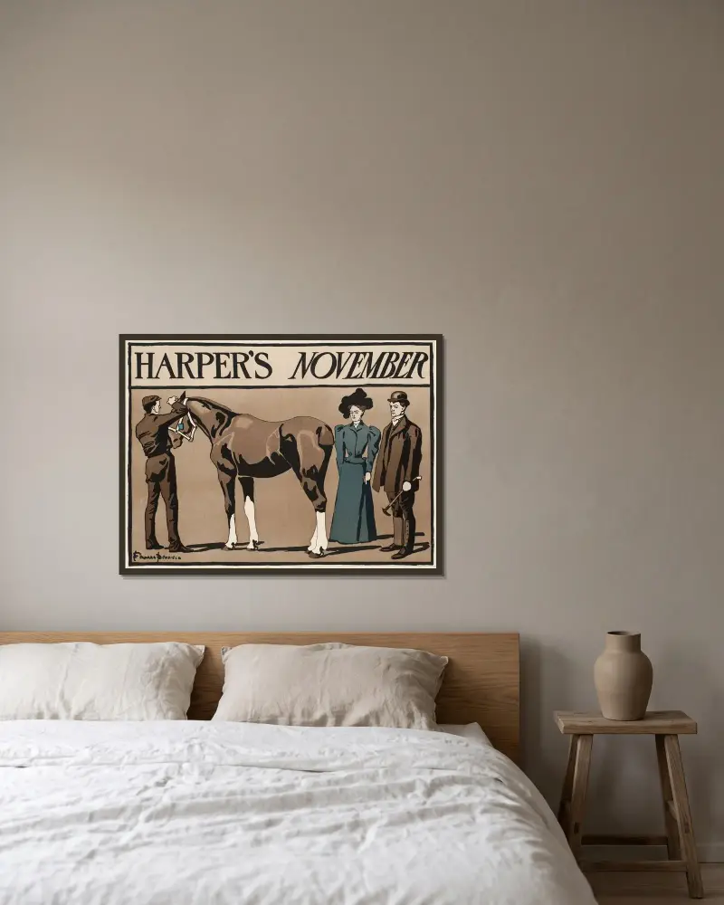 Harper’s November av Edward Penfield inramad på en vägg