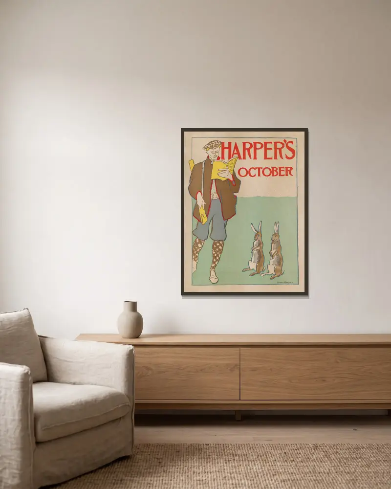 Harper’s October von Edward Penfield gerahmt an einer Wand