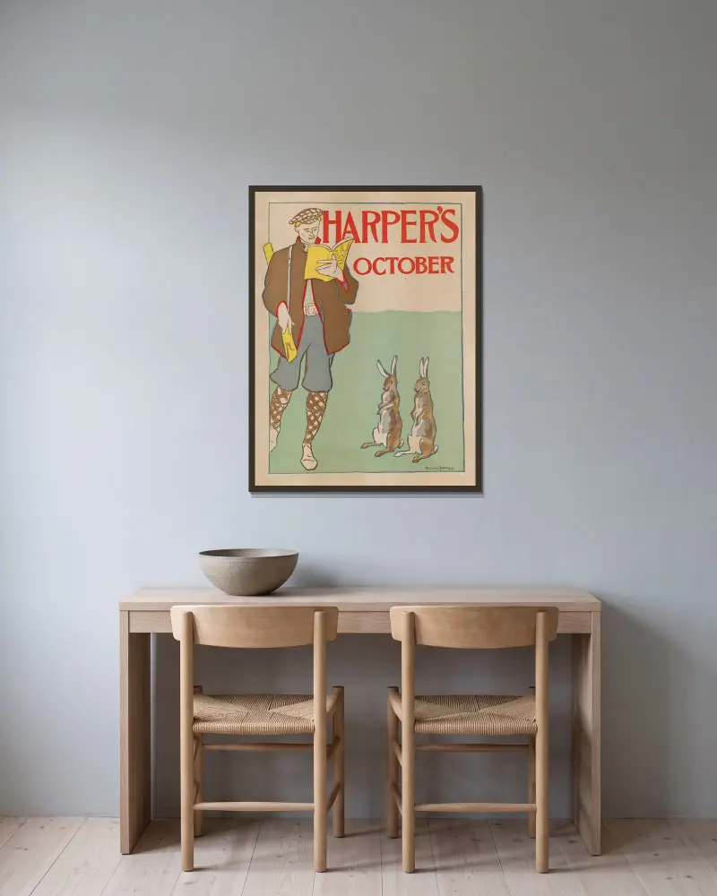 Harper’s October von Edward Penfield gerahmt an einer Wand