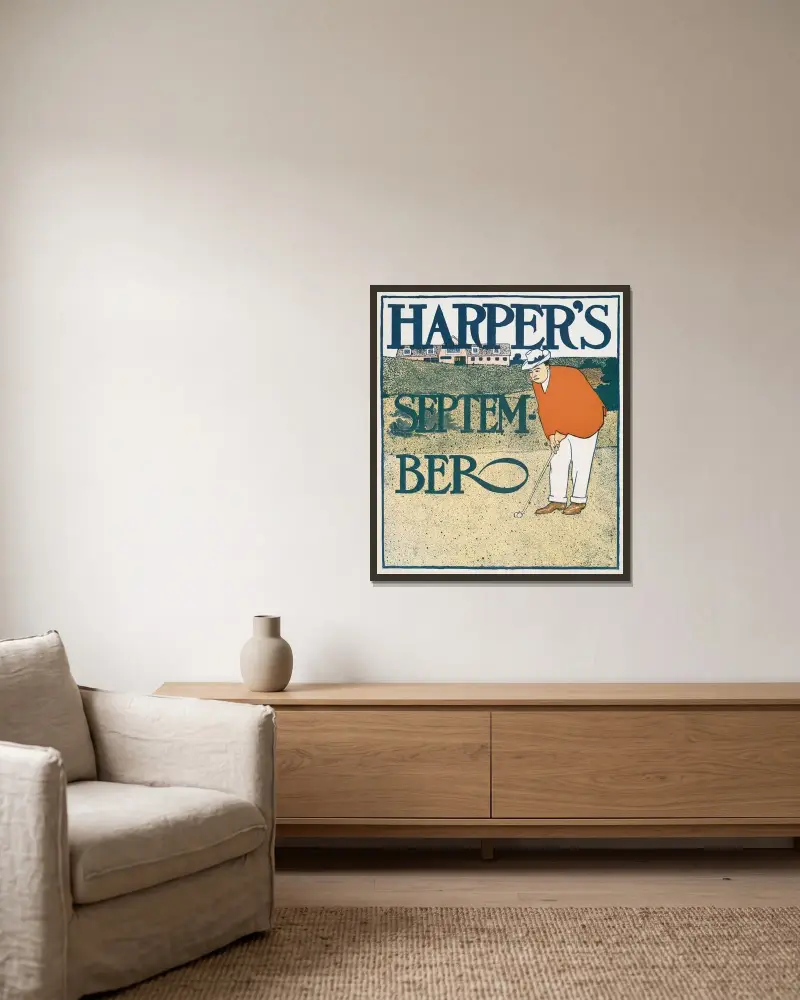 Harper’s September av Edward Penfield inramad på en vägg