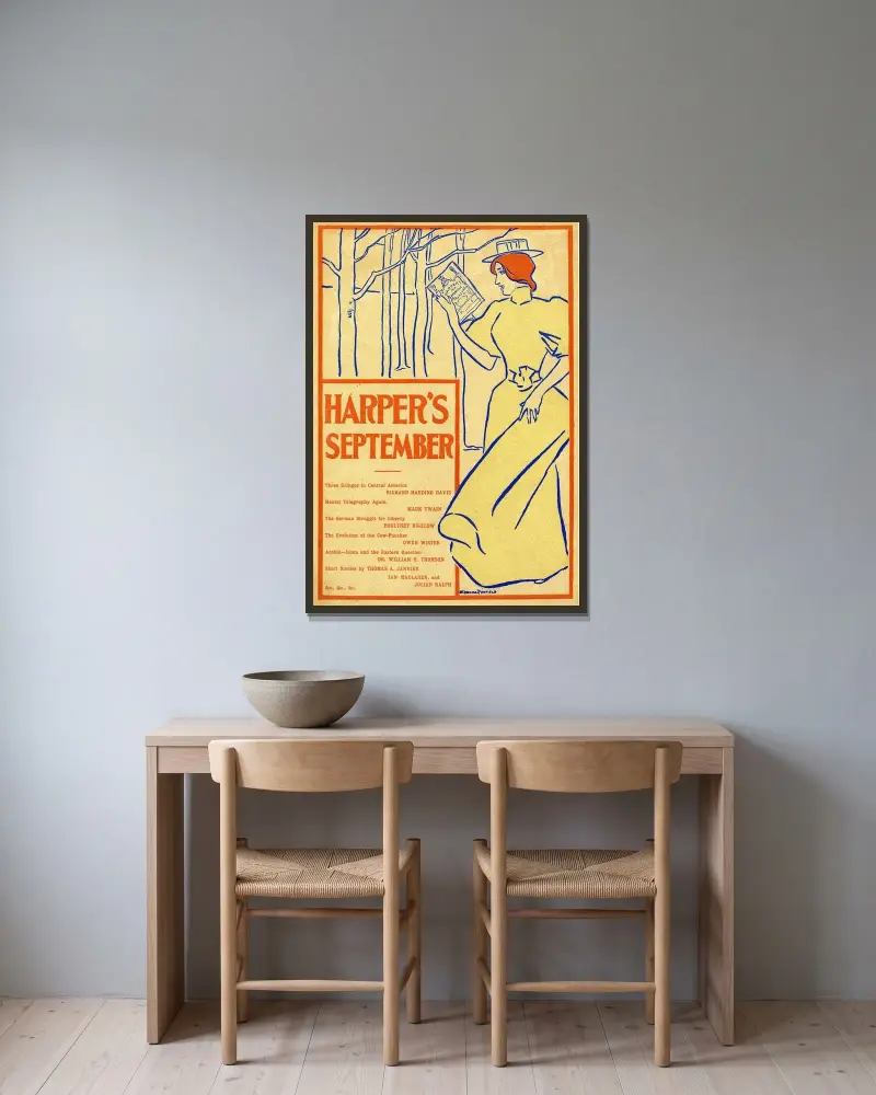Harper’s September Three Gringos in Central America av Edward Penfield inramad på en vägg