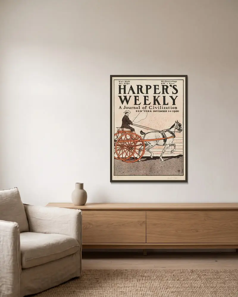 Harper’s weekly, a journal of civilization av Edward Penfield inramad på en vägg