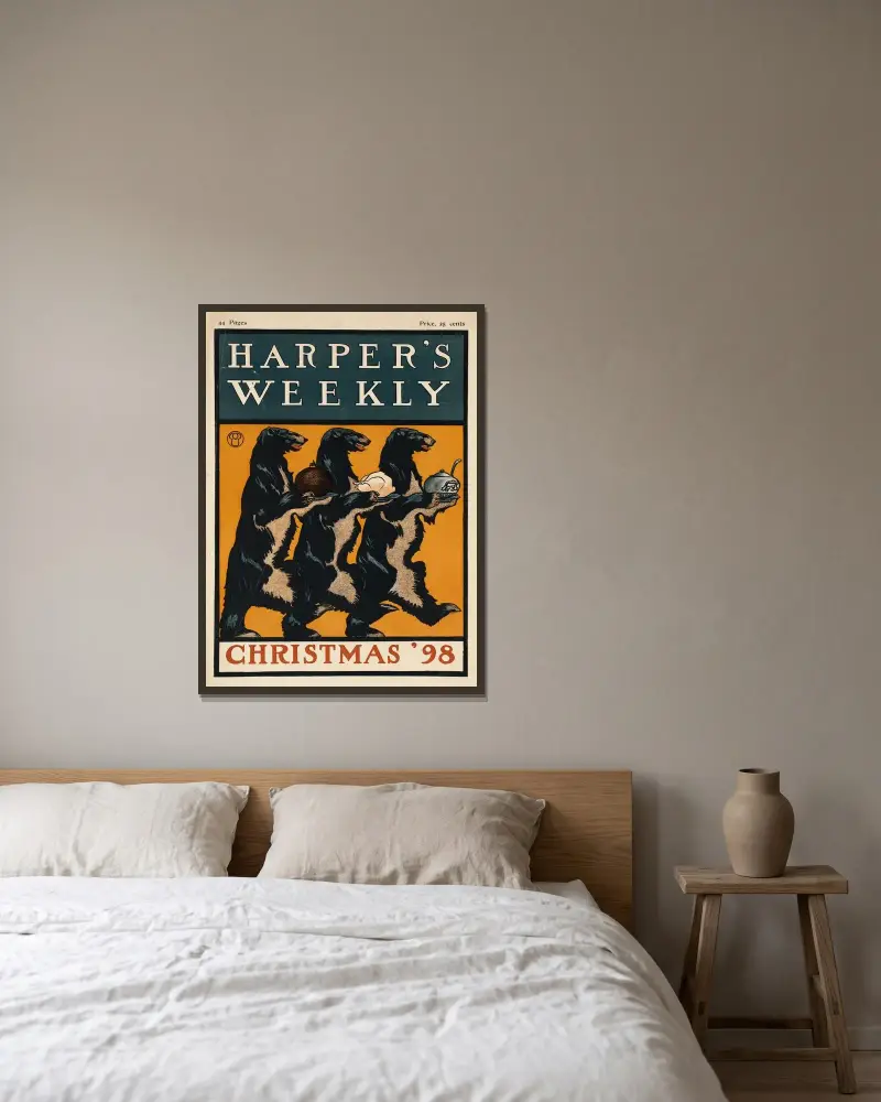 Harper's Weekly, jul 1898 av Edward Penfield inramad på en vägg