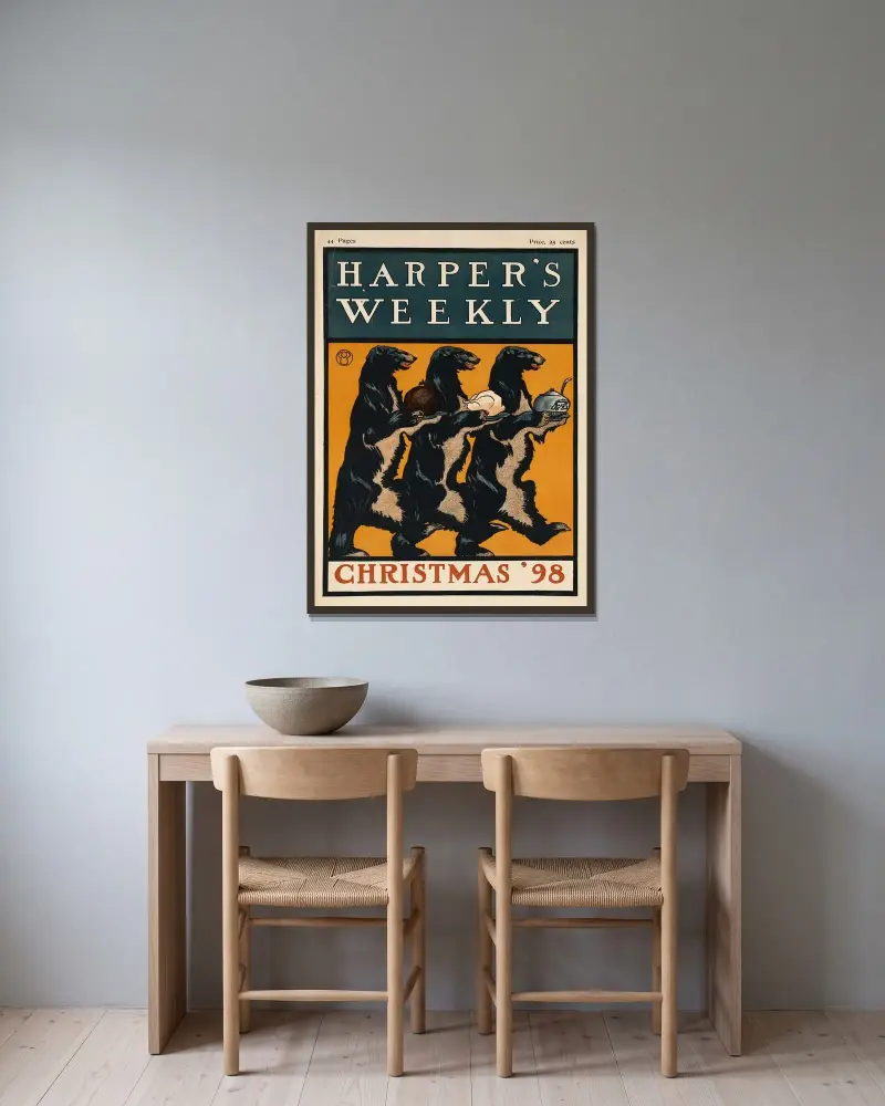 Harper's Weekly, jul 1898 av Edward Penfield inramad på en vägg