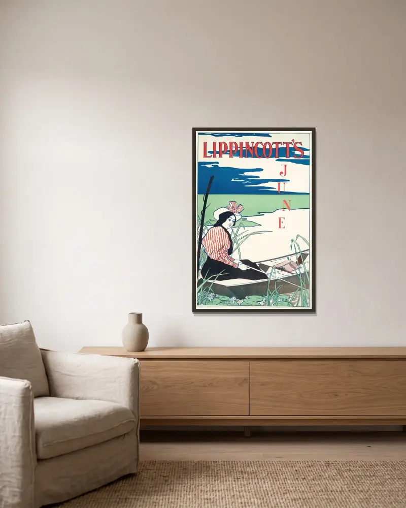 Lippincott’s, June av Edward Penfield inramad på en vägg