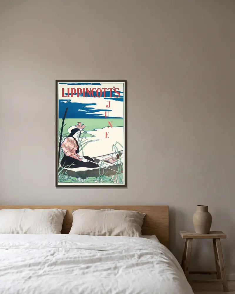 Lippincott’s, June av Edward Penfield inramad på en vägg